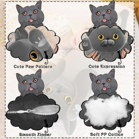 Peluche Gatto Cilindrico Grigio 90 cm Ingrosso