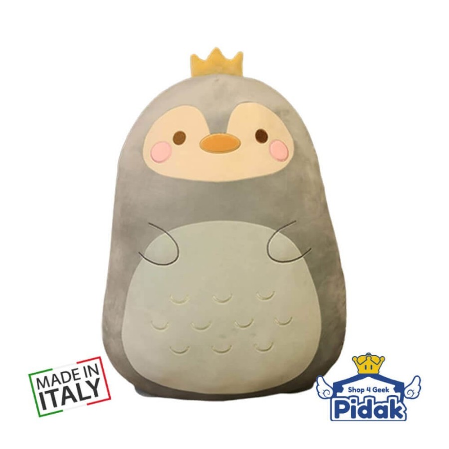 Peluche kawaii Pinguino Grigio con Corona 45 cm Pidak ingrosso