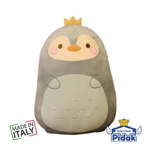 Peluche kawaii Pinguino Grigio con Corona 80 cm Pidak ingrosso