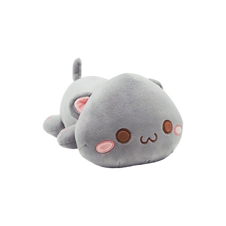 Peluche Gatto Chibi Sdraiato Grigio 40 cm - Pidak Shop
