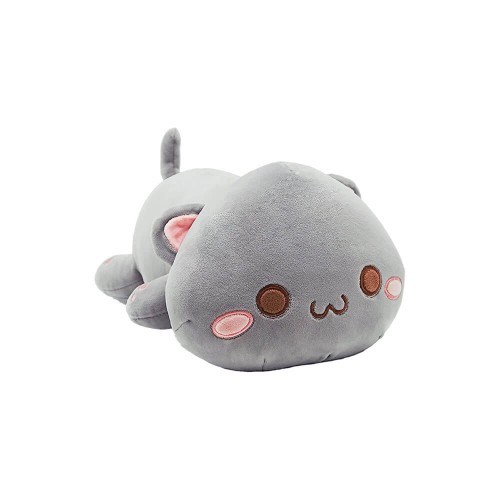 Peluche Gatto Chibi Sdraiato Grigio 90 cm - Pidak Shop