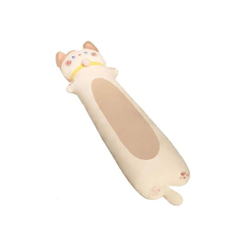 Peluche Gatto Cilindrico Kawaii con Collare Beige 130 cm - Pidak Shop