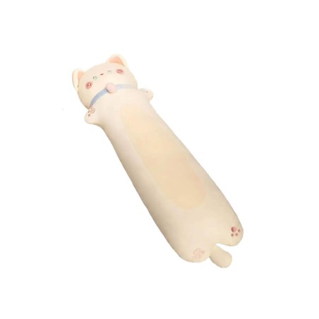 Peluche Gatto Cilindrico Kawaii con Collare Crema 110 cm - Pidak Shop