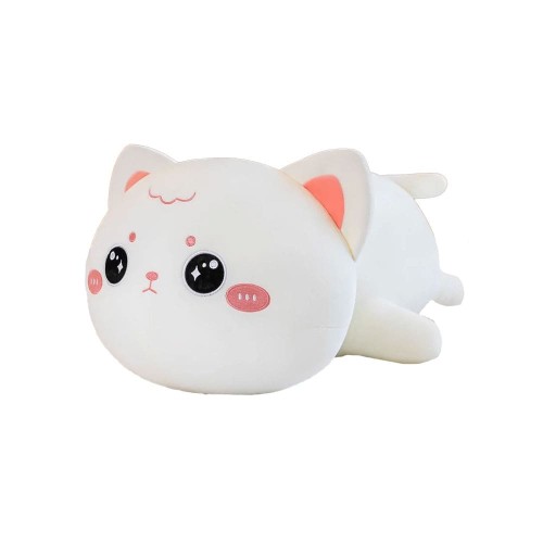 Peluche Gatto Occhi Dolci Sdraiato Bianco 50 cm - Pidak Shop