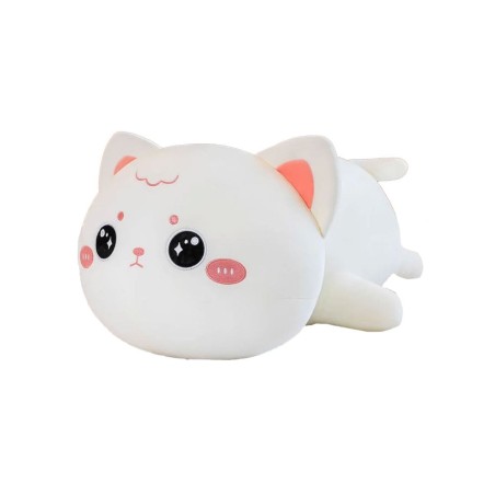 Peluche Gatto Occhi Dolci Sdraiato Bianco 50 cm - Pidak Shop