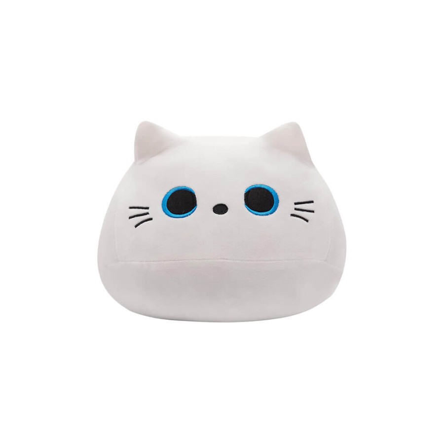 Peluche Gatto Tondo Bianco Occhi Azzurri con Coda 40 cm - Pidak Shop