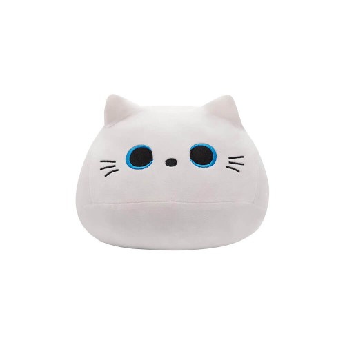 Peluche Gatto Tondo Bianco Occhi Azzurri con Coda 55 cm - Pidak Shop