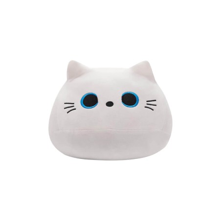 Peluche Gatto Tondo Bianco Occhi Azzurri con Coda 55 cm - Pidak Shop