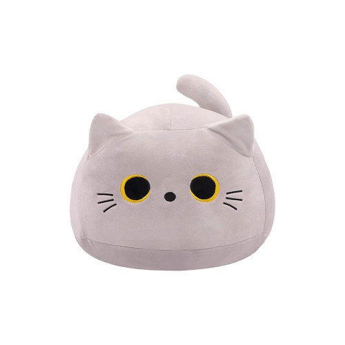 Peluche Gatto Tondo Bianco Occhi Gialli con Coda 55 cm - Pidak Shop