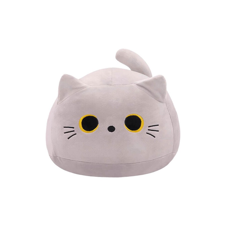 Peluche Gatto Tondo Bianco Occhi Gialli con Coda 55 cm - Pidak Shop