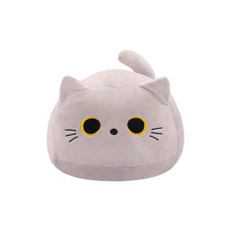 Peluche Gatto Tondo Bianco Occhi Gialli con Coda 55 cm - Pidak Shop