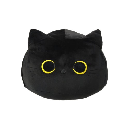 Peluche Gatto Tondo Nero Occhi Gialli con Coda 40 cm - Pidak Shop