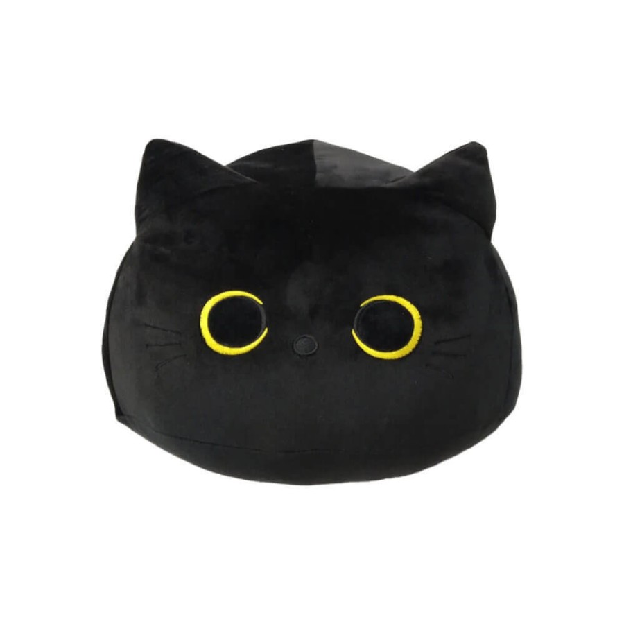Peluche Gatto Tondo Nero Occhi Gialli con Coda 55 cm - Pidak Shop