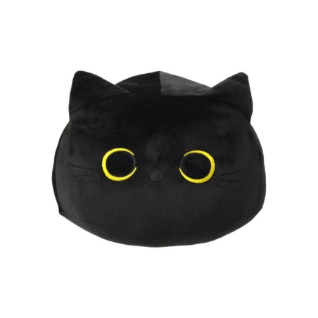 Peluche Gatto Tondo Nero Occhi Gialli con Coda 55 cm - Pidak Shop