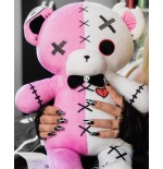TeddyGoth Peluche Orso Gotico 50 cm Esclusivo PIDAK – Orso Gothic Kawaii Rosa e Bianco da Collezione