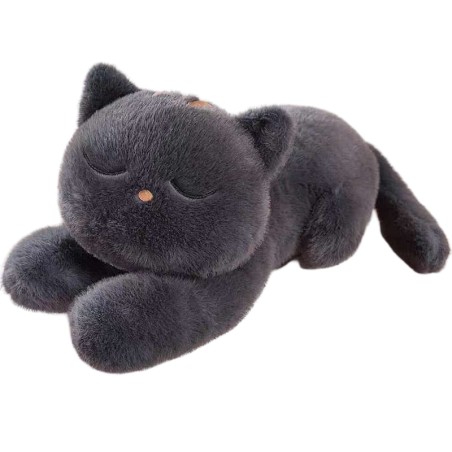 Peluche Gatto Grigio 60 cm – Gatto Kawaii Morbido con Occhi Chiusi e Design Realistico