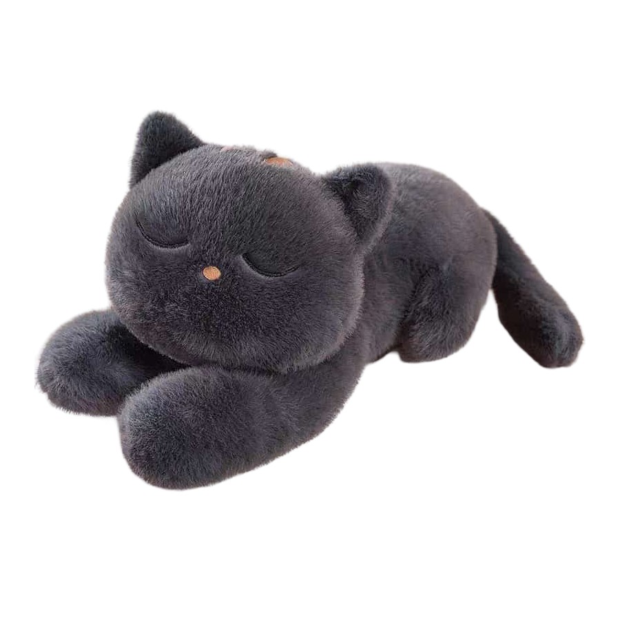 Peluche Gatto Grigio 90 cm – Gatto Kawaii Gigante con Occhi Chiusi e Design Realistico