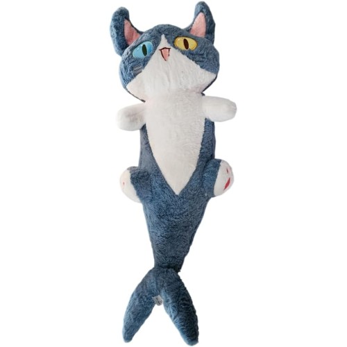 Peluche Pesce Gatto 80 cm – Gatto Marino Kawaii Gigante Blu e Bianco